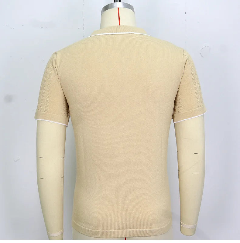 Conjunto de duas peças de seda gelo masculino manga curta, terno casual de negócios, roupa masculina, ginástica, alta qualidade, verão