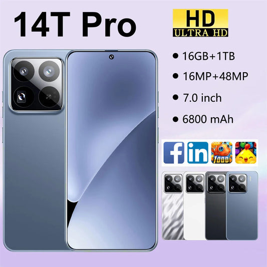 2025 novo 14t pro smartphone 5g 7.0hd cartão sim duplo 22g + 2tb telefone celular android telefones celulares desbloqueados versão global