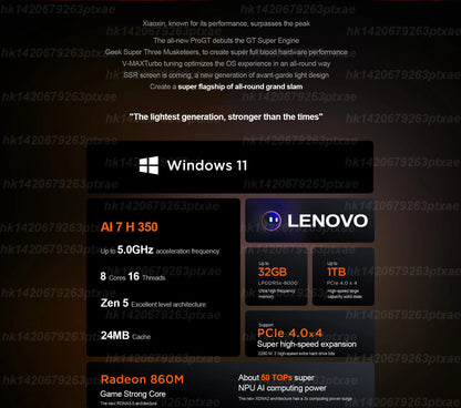 2025 Lenovo Xiaoxin Pro 16 GT Ai 7 H 350/Radeon 860M Ai9 H 365/Radeon 880M 32GB + 1TB 16 polegadas 2.8K OLED 120Hz