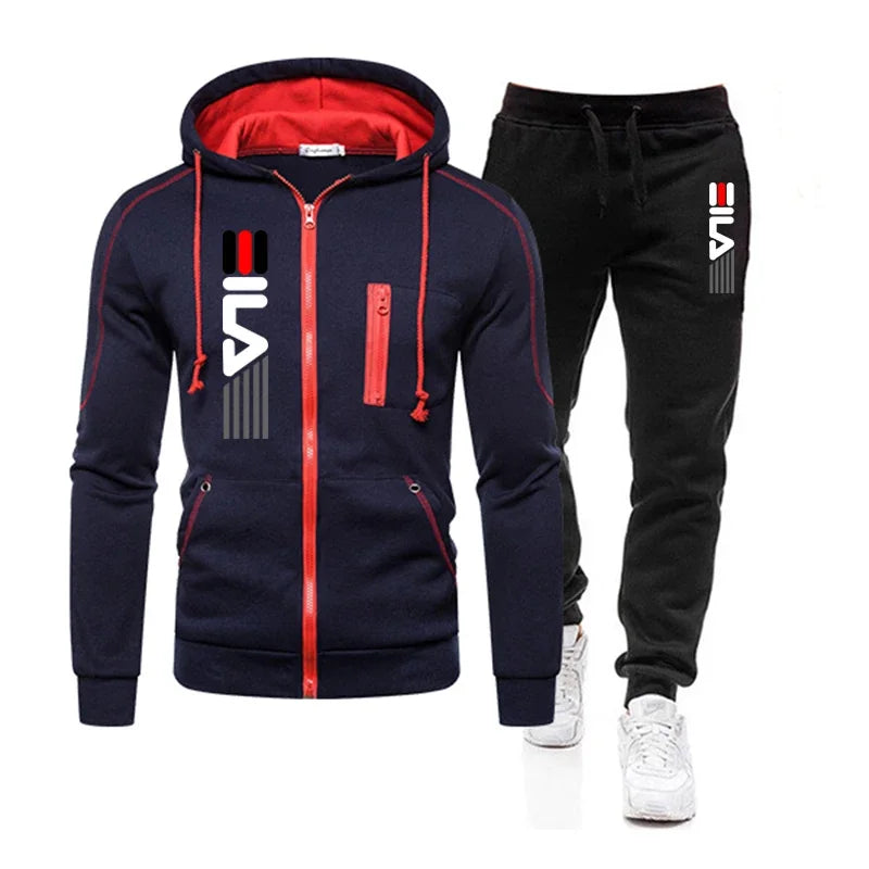 Venda quente agasalho masculino com capuz zíper moda casual esportes moletom de peça única e moletom diário conforto ao ar livre jogger