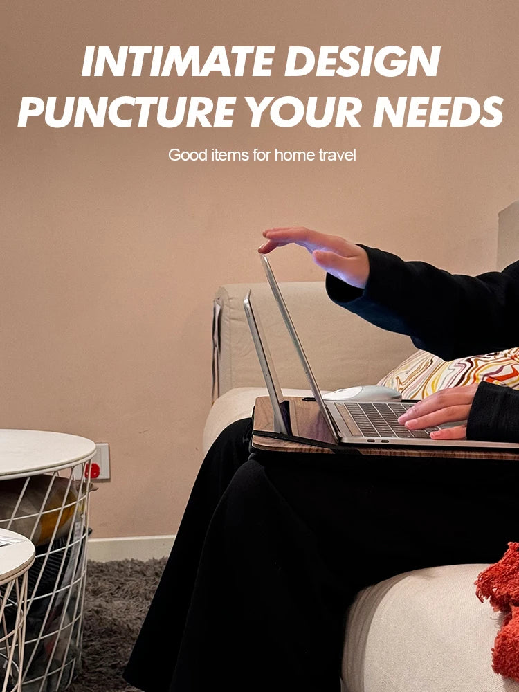 Laptop Desk portátil com slot para iPad portátil, pessoa preguiçosa, slot para telefone, adequado para cama, sofá, carro