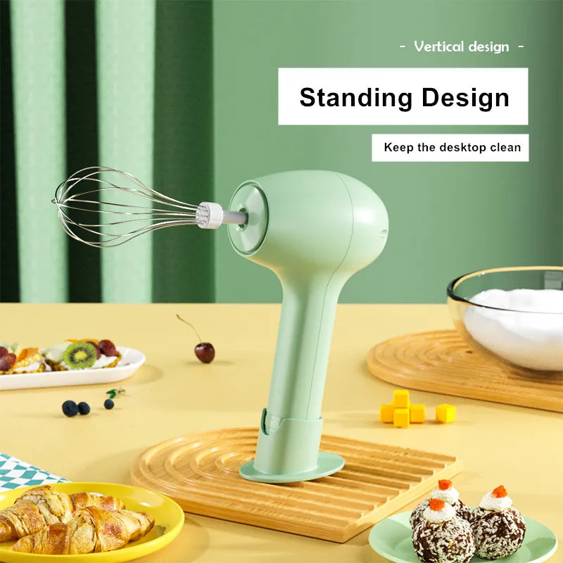 Batedor de ovos elétrico sem fio portátil mini multifuncional batedor de leite creme café misturador automático com base