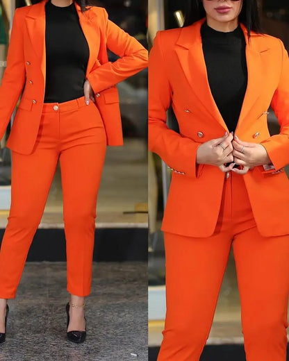 2025 feminino formal jaqueta e calças senhora do escritório outfits outono feminino duas peças conjunto impressão blazer casaco & calças terno conjuntos femininos