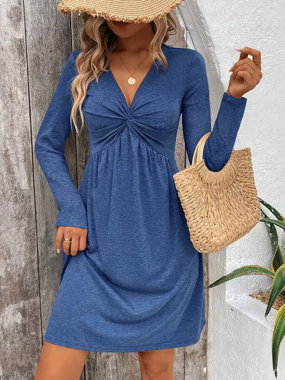 Vestido feminino frente Puff manga Bodycon, Vestidos Twist, Mulheres