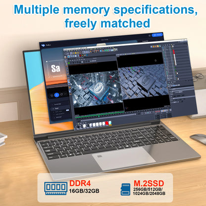 15.6 "portátil ultra fino intel core i7-6500U notebook 32gb ram 2048gb ssd gamer windows 11 1920*1080 display escritório estudo computador