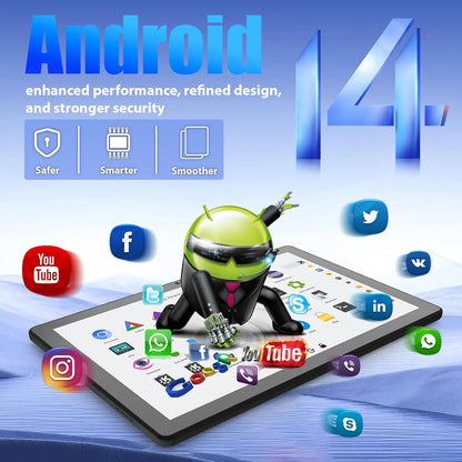 Urao 11 Polegada tablet android 14gb ram 64gb rom 6800mah ips hd tela de toque com teclado capa protetora mouse stylus 8 em 1 kit