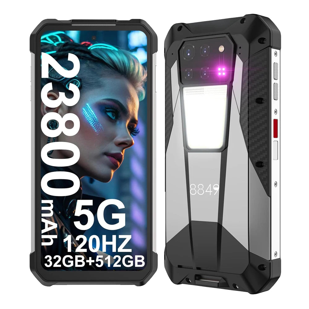 8849 tanque 3 smartphone áspero 23800mah 5g telefone celular ao ar livre desbloqueia 32gb ram + 512gb rom "proteção de água 200mp câmera de mão