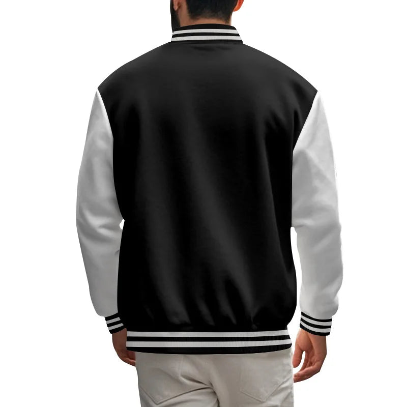 Cross-border men's autumn and winter flight jacket baseball jersey velvet loose casual stand-up jacket men