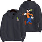 Goofy masculino impressão dos desenhos animados hoodie primavera outono feminino moletom de grandes dimensões com zíper novo casal rua moda casaco