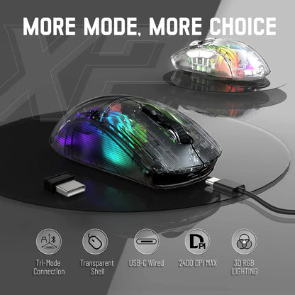 ATTACK SHARK X2 Pro Modo Triplo Sem Fio Transparente Shell Gaming Mouse RGB Recarregável 4000 DPI Mouse Dock Recarregável