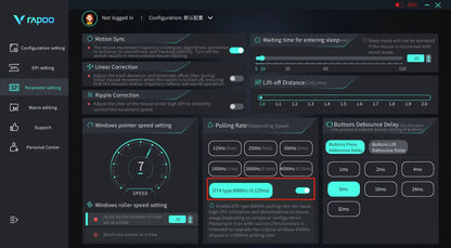 Rapoo vt3pro mouse para jogos sem fio 59g superleve 8khz taxa de pesquisa 26000 dpi paw3398 sensor óptico final longa vida útil da bateria