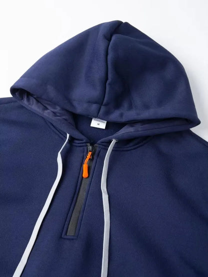 2025 meio zíper impressão hoodie masculino multi-bolso casual esportes manga longa com capuz moletom diário moda fitness pulôver