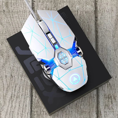 Novo mouse para jogos profissional, 3200dpi, 7 botões, retroiluminado, suporte para mouse de computador, definição macro, mecânico, com fio, silencioso