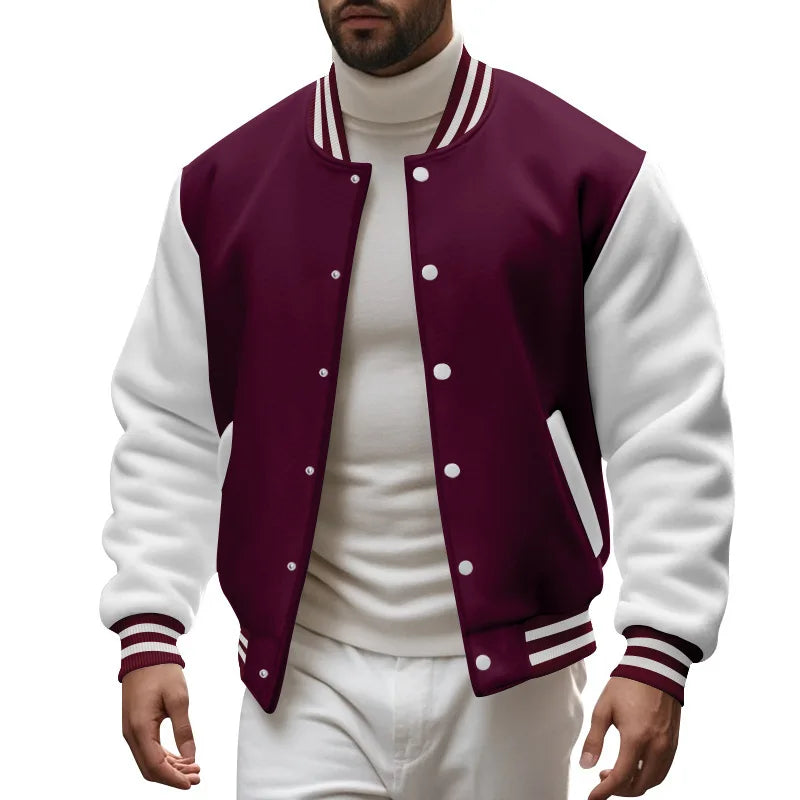 Cross-border men's autumn and winter flight jacket baseball jersey velvet loose casual stand-up jacket men