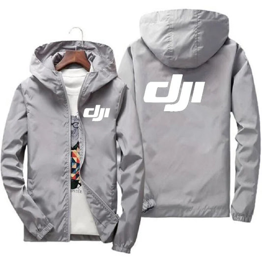 Bomber masculino com capuz dji drone piloto casual fino blusão jaquetas casaco masculino outwear esportes roupas à prova de vento tamanho grande s-7x