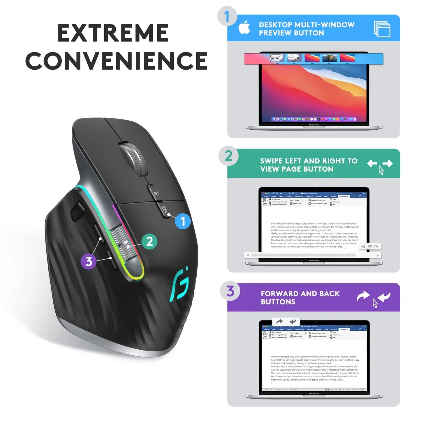 Ergonômico bluetooth 2.4g mouse tri-mode sem fio mouse para jogos USB-C rgb recarregável mause 5 dpi 9 botões para computador pc tablet