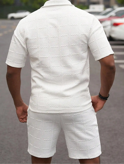 2025 verão nova tendência da moda cor sólida confortável moda leve casual masculino terno de manga curta para homem