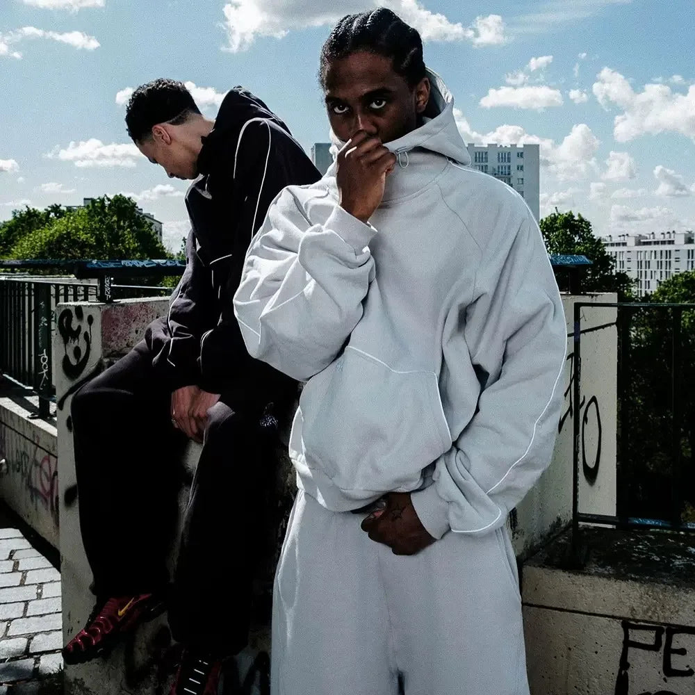 Europeu gótico moda rua terno masculino casual rua esportes camisola e calças casuais terno hip-hop tendência bordado moletom