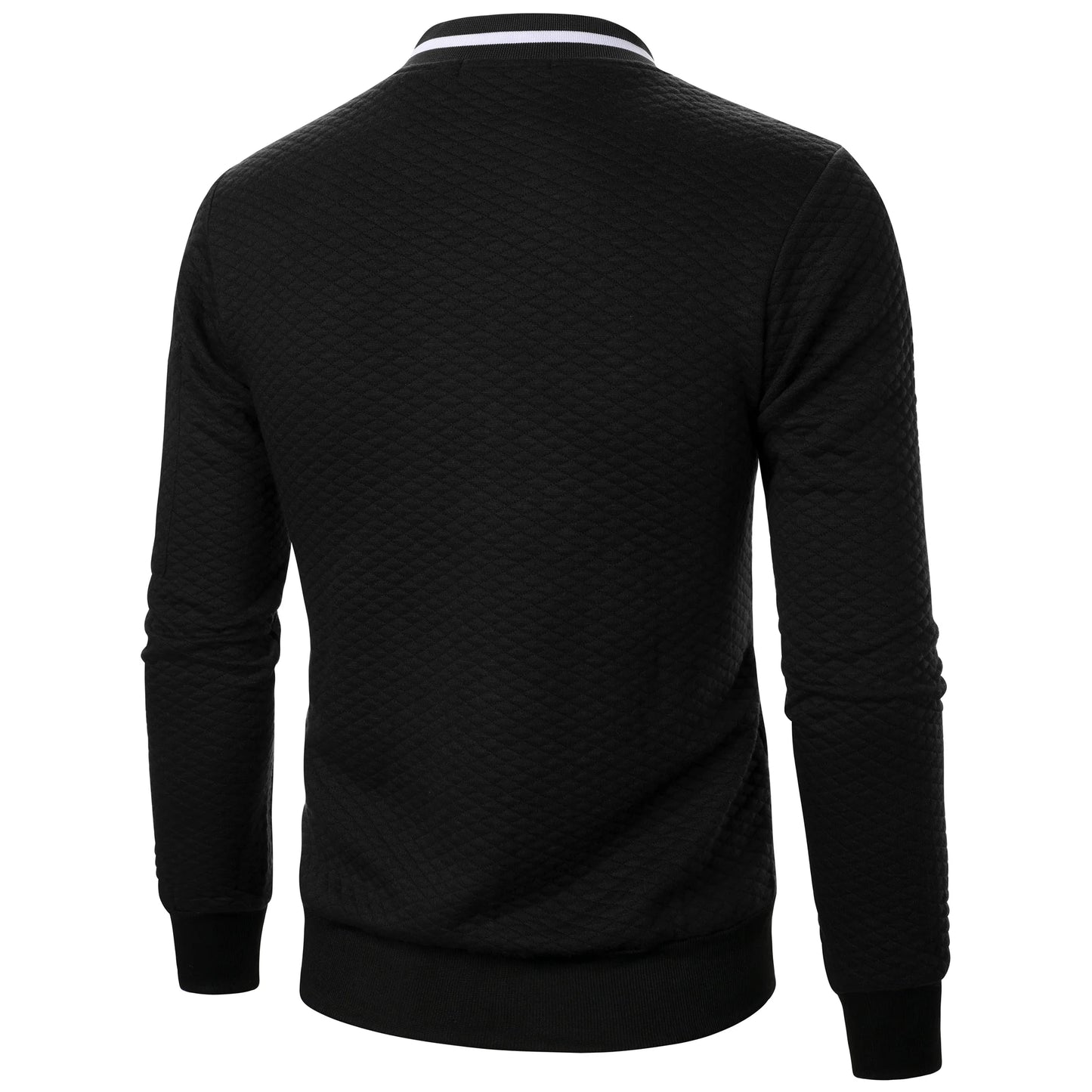 Top masculino com zíper waffle, gola stand, capuz casual, outono e inverno