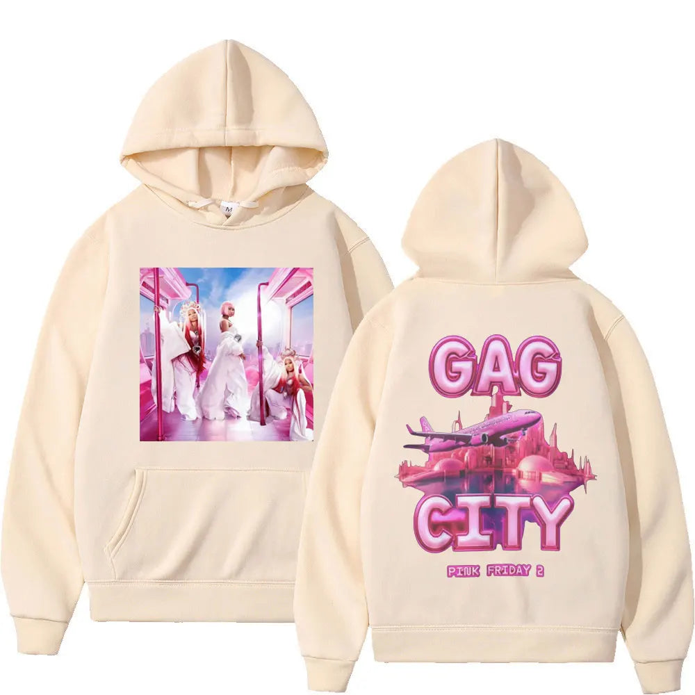 Hoodie Rapper de grandes dimensões para homens e mulheres, moletons com capuz, pullovers Hip Hop, pullovers elegantes, rapper, Nicki Minaj, Pink Friday, gráfico 2, Y2k
