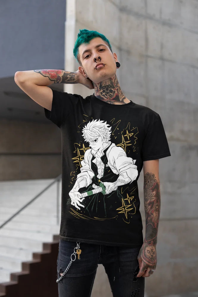 Sanemi Shinazugawa Camiseta vento hashira Demon Slayer Horror anime Camisa de presente
