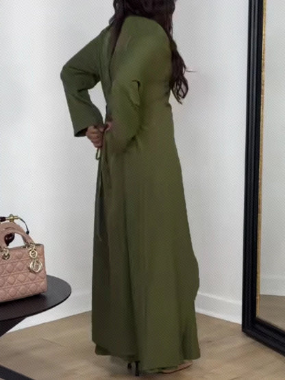 Muçulmano o pescoço kaftan cetim vestido de noite simples 2 peças robe modesto abaya feminino caftan nova chegada formal festa botões vestido