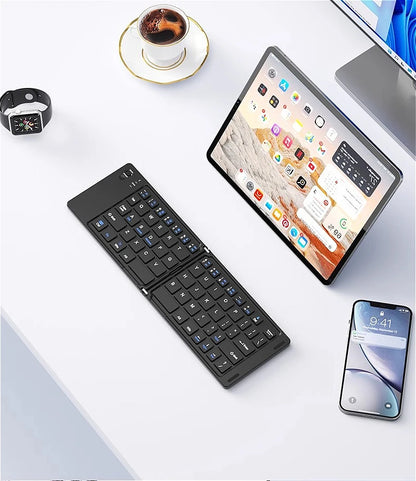 Mingcvol mini teclado sem fio dobrável fino portátil bluetoo threchargeable teclado dobrável para xiaomi ios windows android