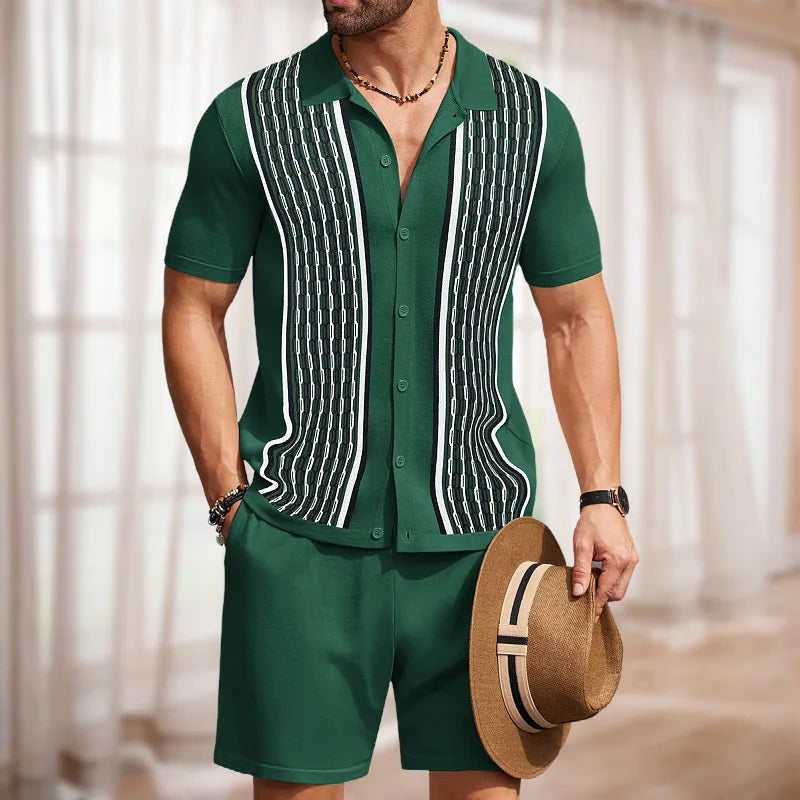 Conjunto de duas peças de seda gelo masculino manga curta, terno casual de negócios, roupa masculina, ginástica, alta qualidade, verão