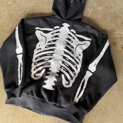 2000s crânio padrão gótico hoodie y2k zíper rosto coberto crânio padrão impresso hoodie casual punk hip hop rua retro engraçado
