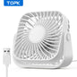 TOPK 4 Polegadas USB Mini Ventilador Portátil para Acampamento, Ventilador Pessoal de Mesa Silencioso de 3 Velocidades, 360 ° Ajuste de ventiladores de pé para sala de casa