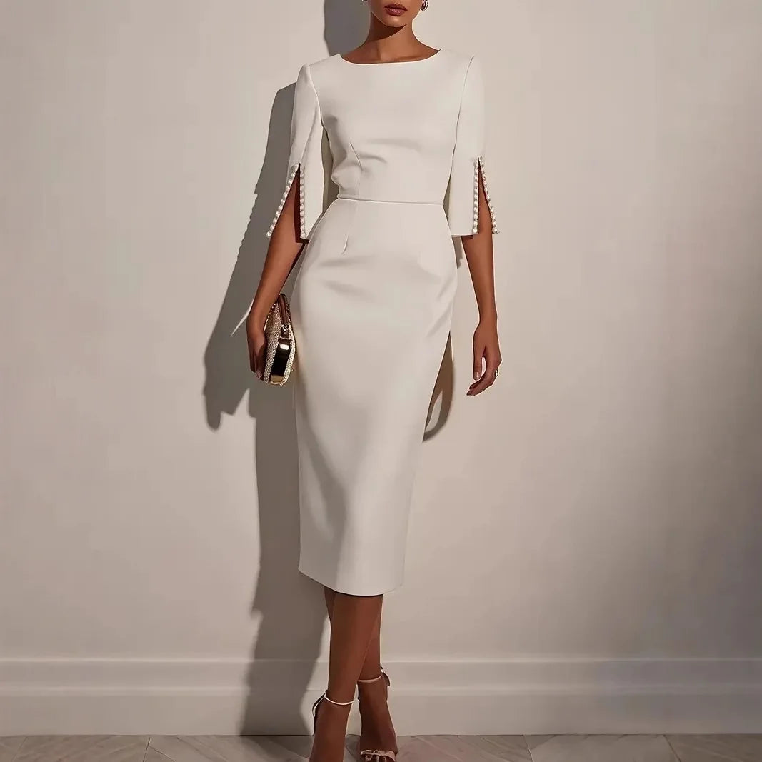 2025 vestido para mulheres moda confortável escritório cor sólida commuter grânulo fino e elegante vestido de festa à noite