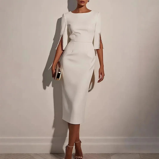 2025 vestido para mulheres moda confortável escritório cor sólida commuter grânulo fino e elegante vestido de festa à noite