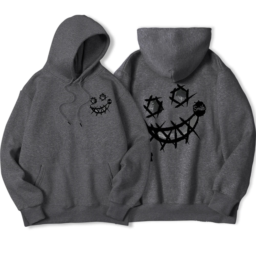 Por favor, sorriso, ok padrões interessantes moletom masculino harajuku moda com capuz quente casual hoodies outono oversize topos