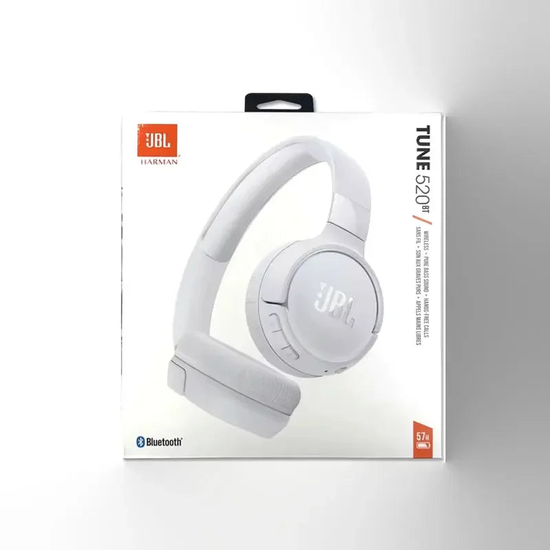 JBL 100% Original TUNE 520BT Fones de ouvido sem fio Bluetooth para meninos e meninas, fones de ouvido esportivos musicais com microfone