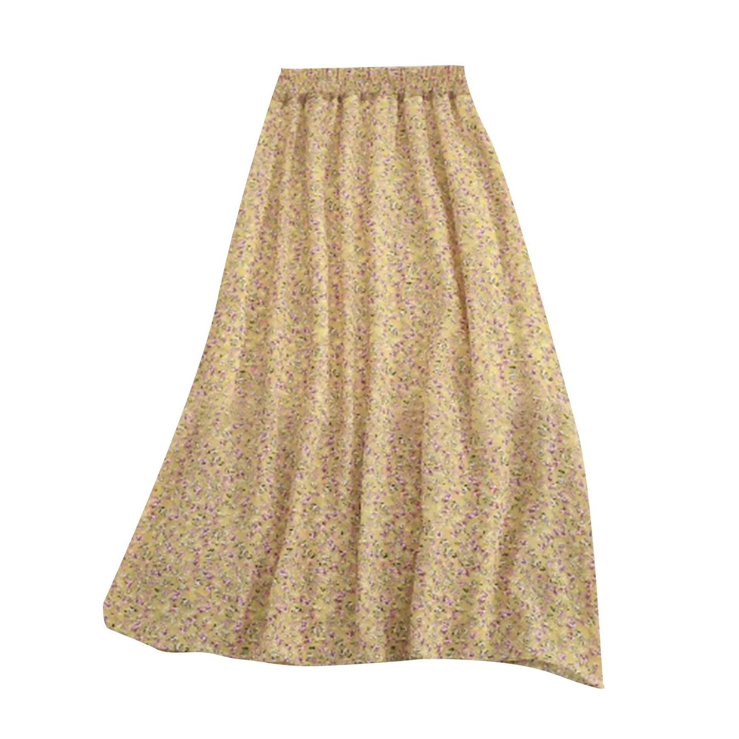 Moda feminina e all-match primavera e verão casual retro temperamento floral impresso saia falda larga elegante para mujer