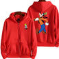 Goofy masculino impressão dos desenhos animados hoodie primavera outono feminino moletom de grandes dimensões com zíper novo casal rua moda casaco