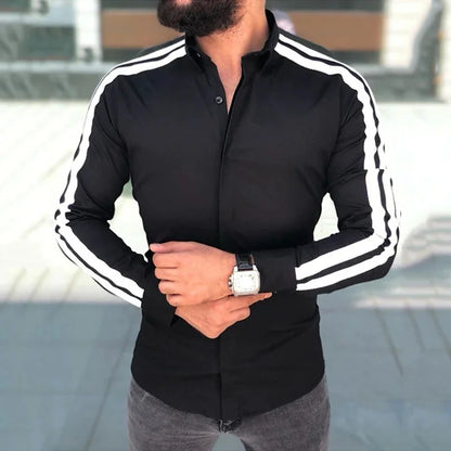 Fatos de escritório masculinos, tops listrados, streetwear casual ao ar livre, material macio premium, plus size, primavera, verão, 2023