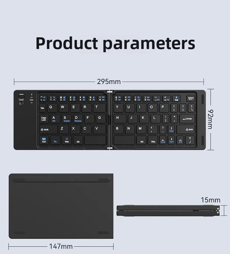 Mingcvol mini teclado sem fio dobrável fino portátil bluetoo threchargeable teclado dobrável para xiaomi ios windows android