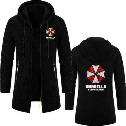 Guarda-chuva empresa 2025 moletom longo masculino primavera e outono cor sólida com zíper pulôver conforto harajuku moletom superior