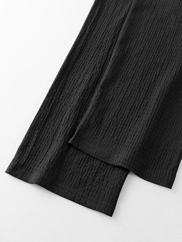 Moda verão roupas texturizadas para homens casual respirável camisa e calças duas peças define lazer masculino ternos de cor sólida