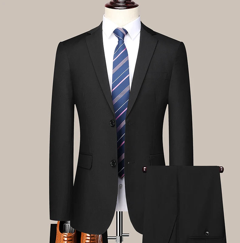 Terno (blazer + calças) masculino casual formal negócios cavalheiro cor sólida hospedagem quatro estações emagrecimento casamento moda terno