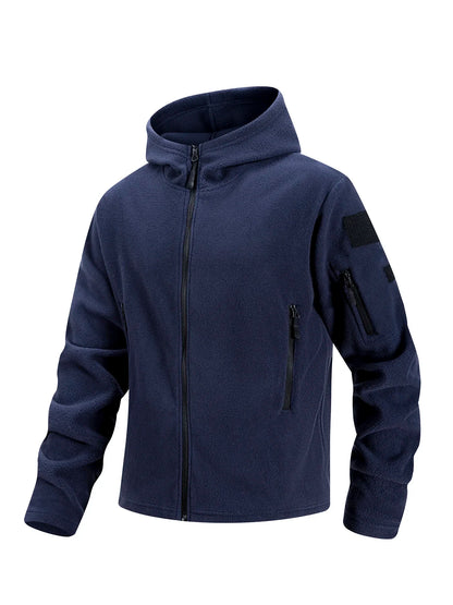 Jaqueta de lã masculina de caça de inverno casacos quentes polar ao ar livre jaqueta com capuz multi-bolso casual completo zip esporte caminhadas casaco S-XXXL