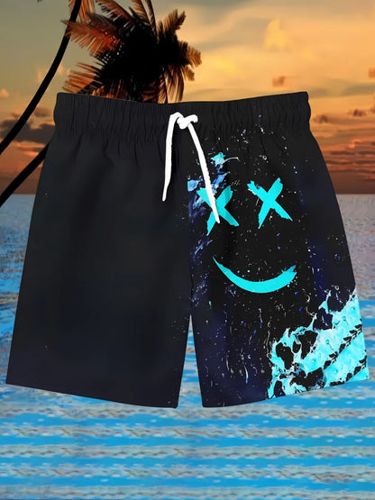 Camiseta masculina de verão com estampa de desenho animado, camiseta leve respirável de poliéster para homens, conjunto de shorts de manga curta