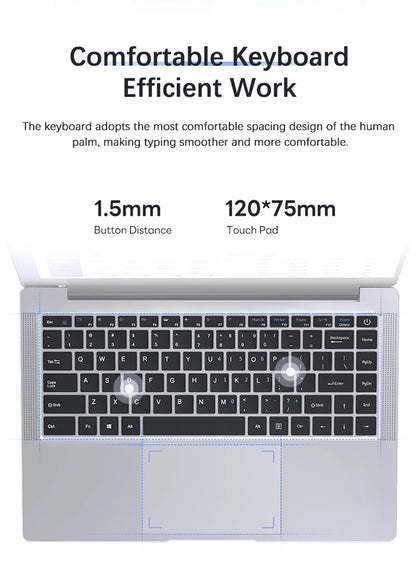 14.1 "ultra fino windows 11 pro computador portátil intel atom a3950 12gb ram 1tb 2tb ssd notebook pc 1080p hd escritório estudo laptops