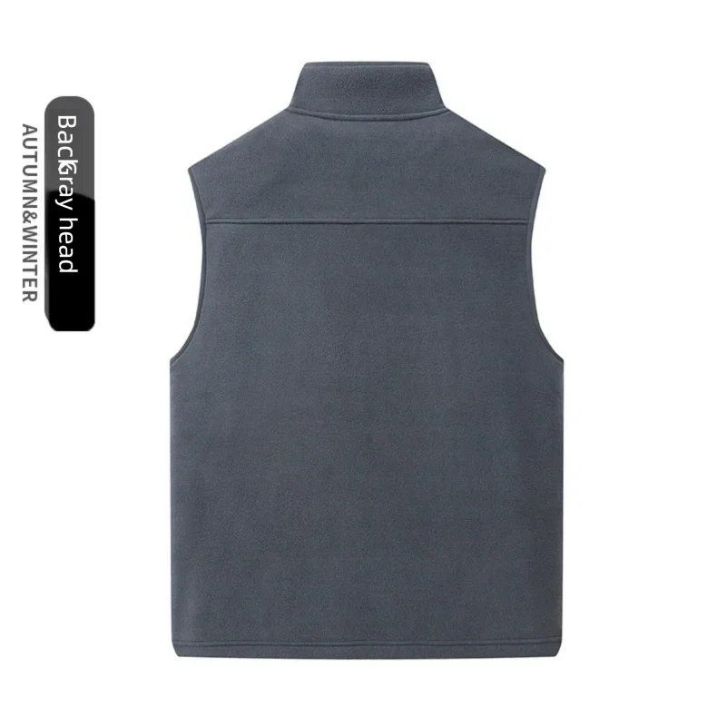 Colete de lã de tamanho grande para homens no outono e inverno engrossado com colete de lã com gola alta e pele de carneiro para aquecer
