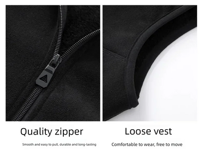 Colete de lã de tamanho grande para homens no outono e inverno engrossado com colete de lã com gola alta e pele de carneiro para aquecer