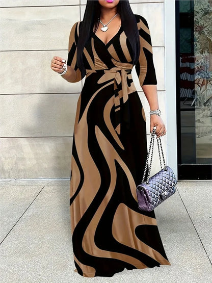 Moda feminina vestido de impressão para mulher casual sexy profundo decote em v rendas vestidos soltos robe femme férias de verão roupas femininas