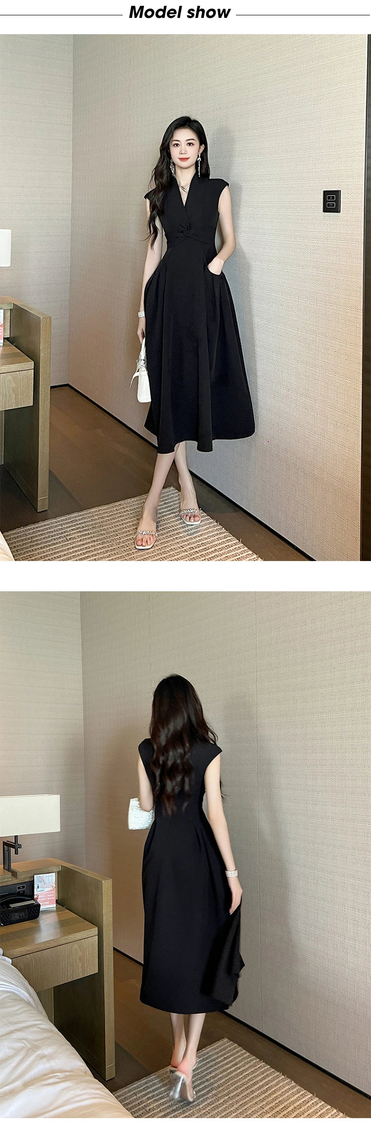 Estilo francês moda verão elegante vestido de noite feminino senhora formal chique sem mangas magro midi festa clube baile robe mujer vestido