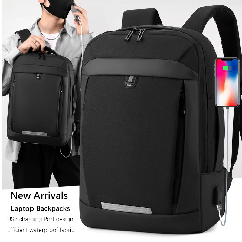 17 Polegada negócios portátil mochila à prova dwaterproof água notebook para homens saco de livro escolar expansível multifuncional carregamento usb homem mochilas