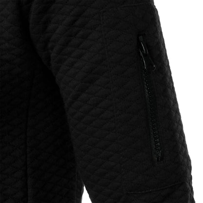 Top masculino com zíper waffle, gola stand, capuz casual, outono e inverno